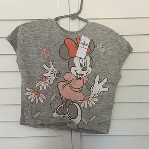 Disney Minnie Mouse Gray and Pink Floral Tee